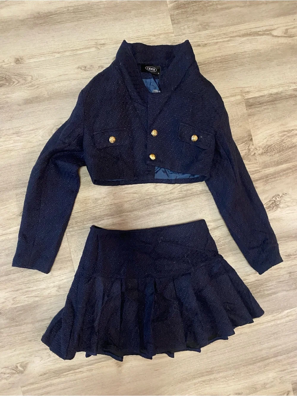 Cider Navy Tweed Skirt Set - Elegant Women's Two-Piece -NWOT never worn